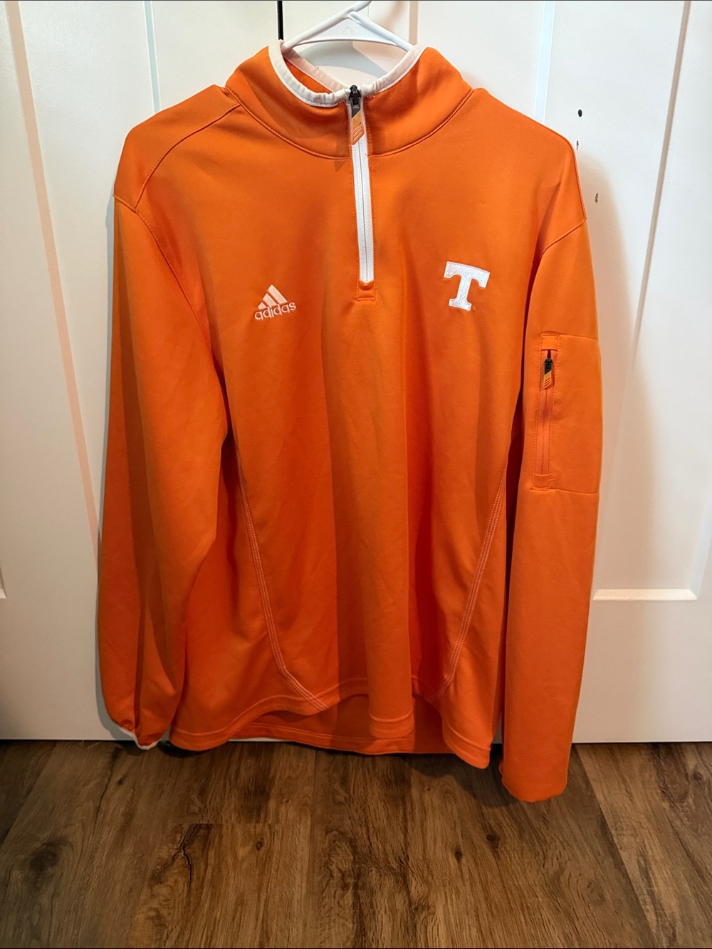 adidas Men’s Tennessee Quarter Zip Athletic Pullover with White Trim